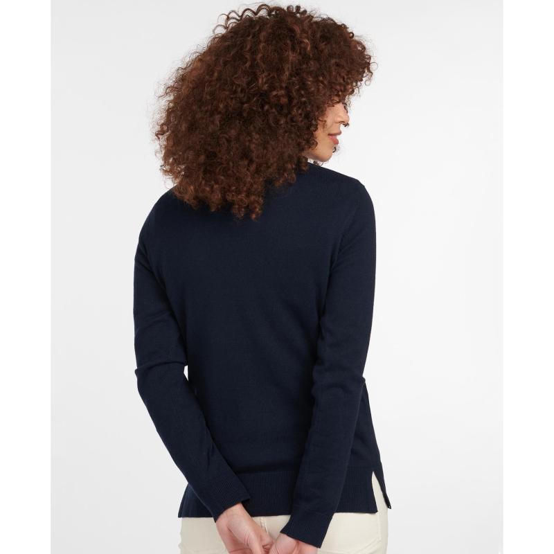 Barbour Saddle Ladies Knit - Navy - William Powell