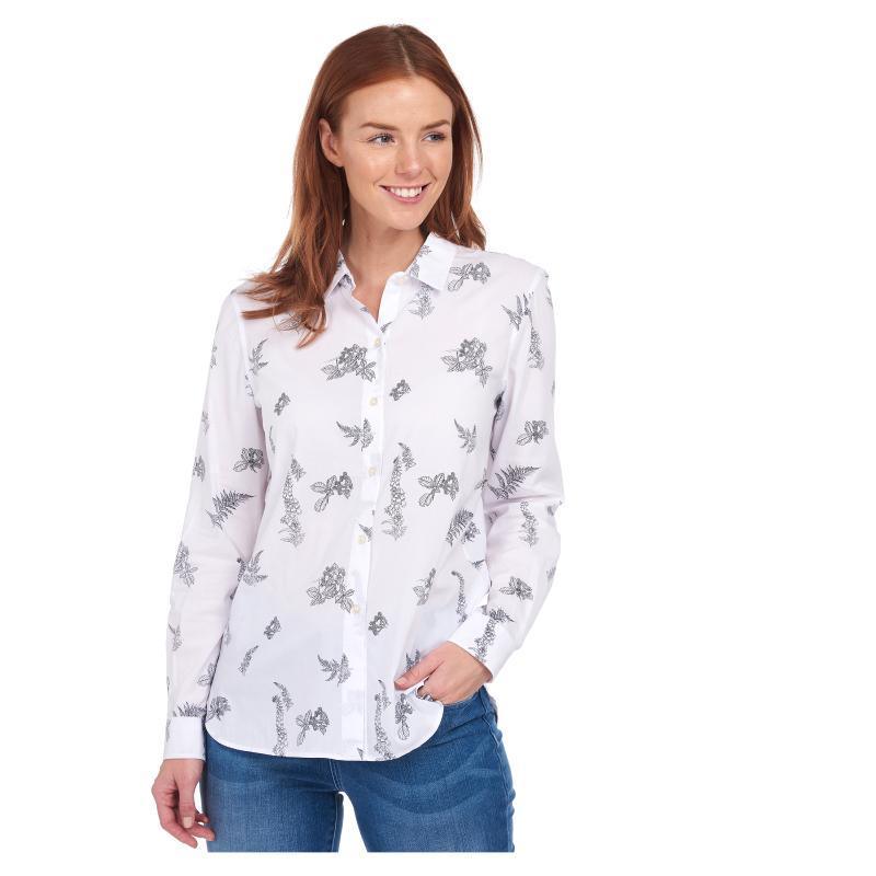 Barbour Safari Fern Print Ladies Shirt - Off White - William Powell
