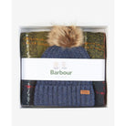 Barbour Saltburn Ladies Beanie & Tartan Scarf Set - Classic - William Powell