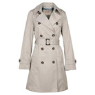 Barbour Short Greta Ladies Showerproof Trench - Earl Grey/Rosewood Tartan - William Powell
