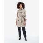 Barbour Short Greta Ladies Showerproof Trench - Earl Grey/Rosewood Tartan - William Powell