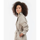 Barbour Short Greta Ladies Showerproof Trench - Earl Grey/Rosewood Tartan - William Powell
