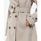 Barbour Short Greta Ladies Showerproof Trench - Earl Grey/Rosewood Tartan - William Powell