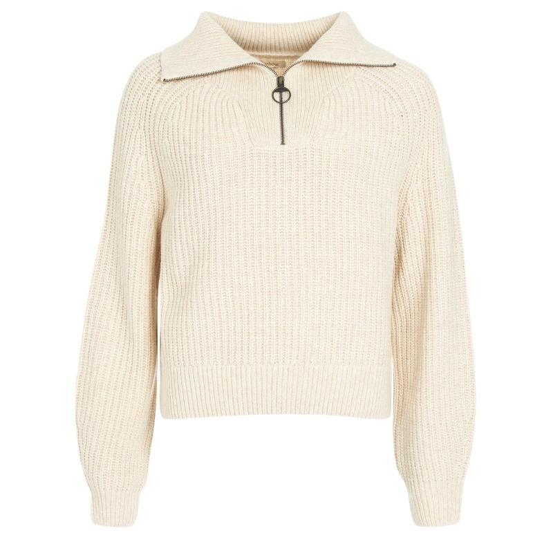 Barbour Stanton Half Zip Ladies Knit - Oatmeal - William Powell