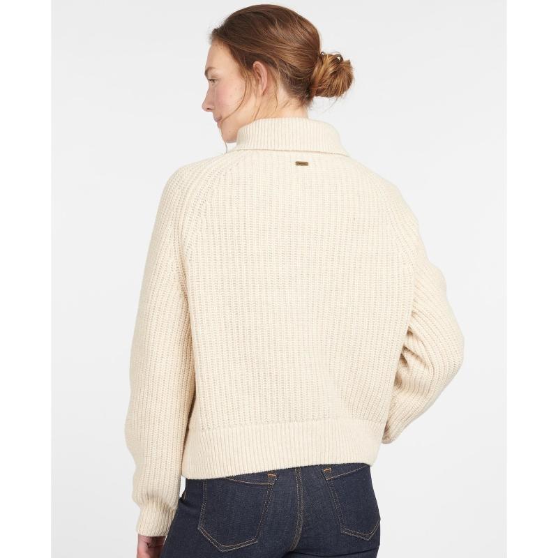 Barbour Stanton Half Zip Ladies Knit - Oatmeal - William Powell