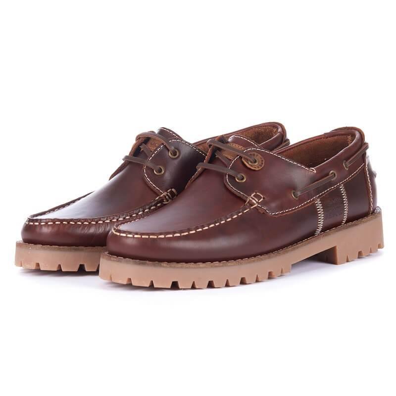 Barbour Stern Mens Deck Shoe - Mahogany Leather - William Powell