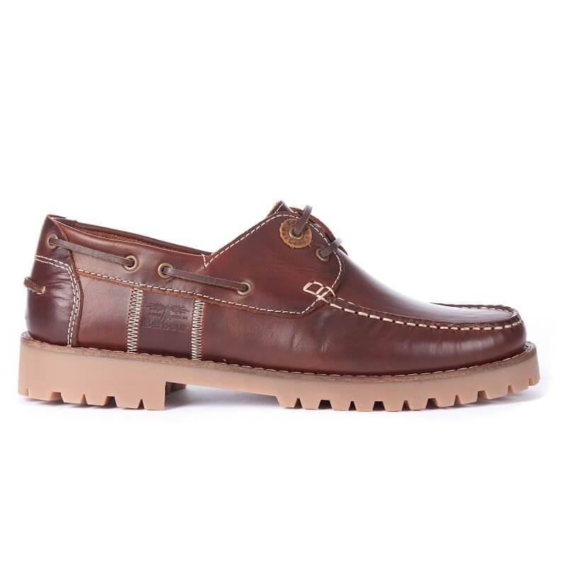 Barbour Stern Mens Deck Shoe - Mahogany Leather - William Powell