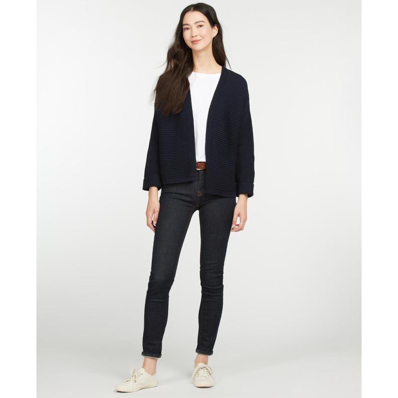 Barbour Stitch Guernsey Ladies Cardigan - Navy - William Powell