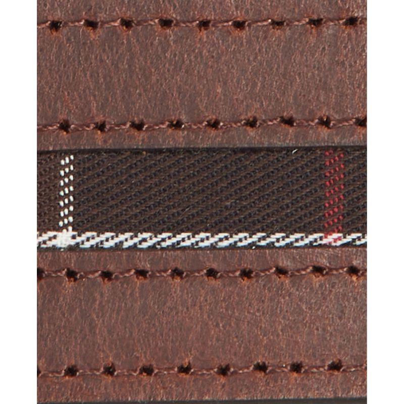 Barbour Tartan Piped Mens Belt - Brown - William Powell