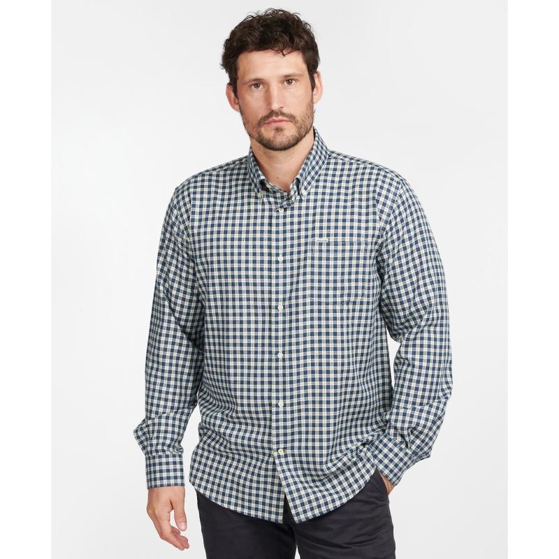 Barbour Thornley Thermo Weave Mens Regular Fit Shirt - Navy - William Powell