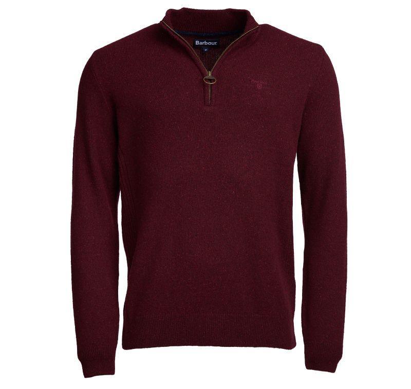 Barbour Tisbury 1/4 Zip Mens Jumper - Ruby - William Powell