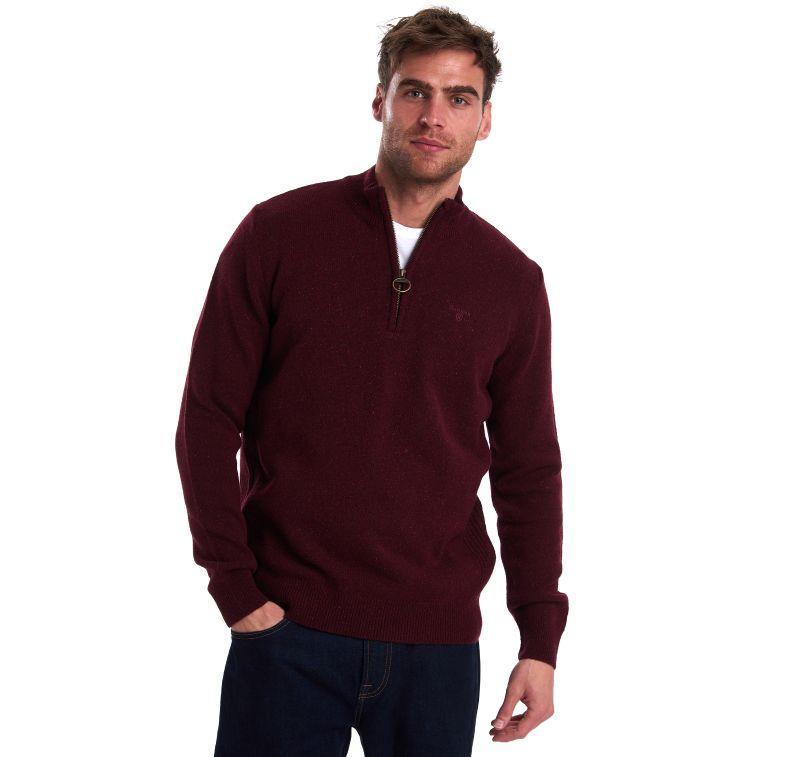 Barbour Tisbury 1/4 Zip Mens Jumper - Ruby - William Powell