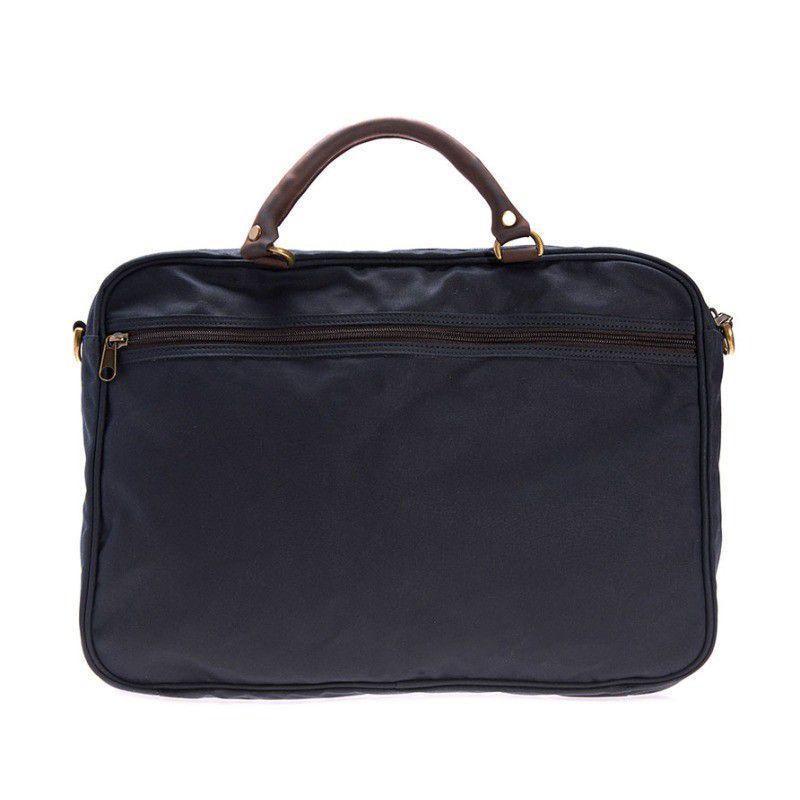 Barbour Wax Leather Briefcase - Navy - William Powell