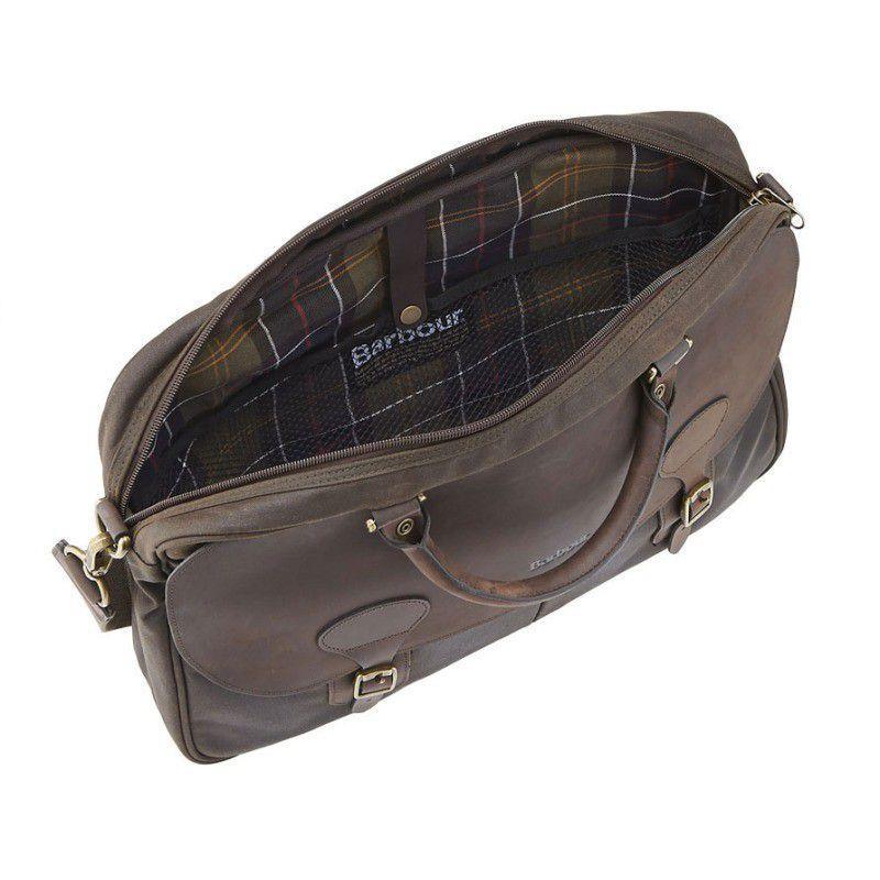 Barbour Wax Leather Briefcase - Olive - William Powell