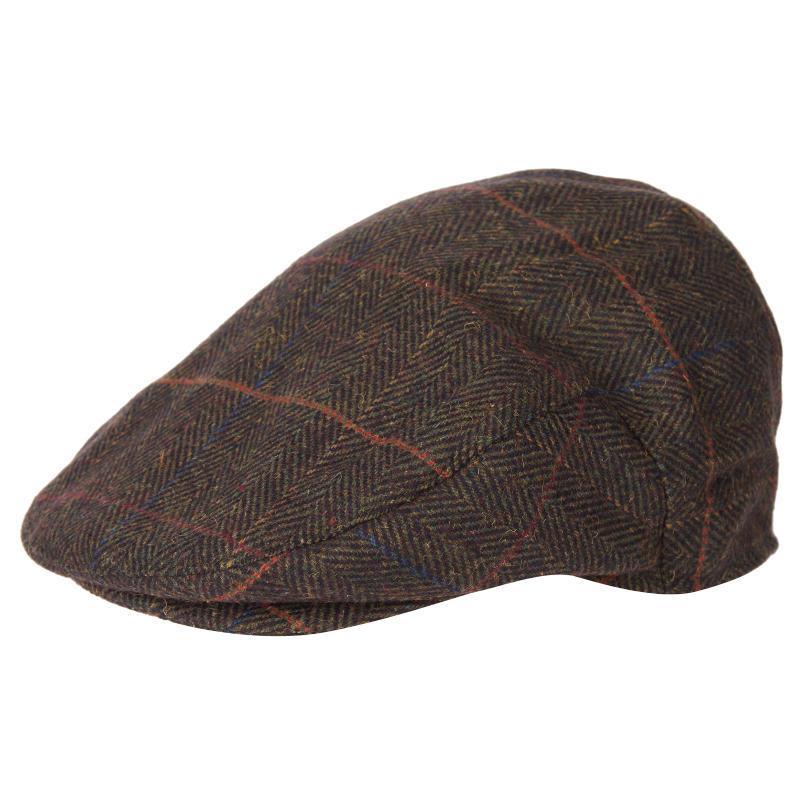 Barbour Wilkin Mens Flat Cap - Olive Herringbone - William Powell