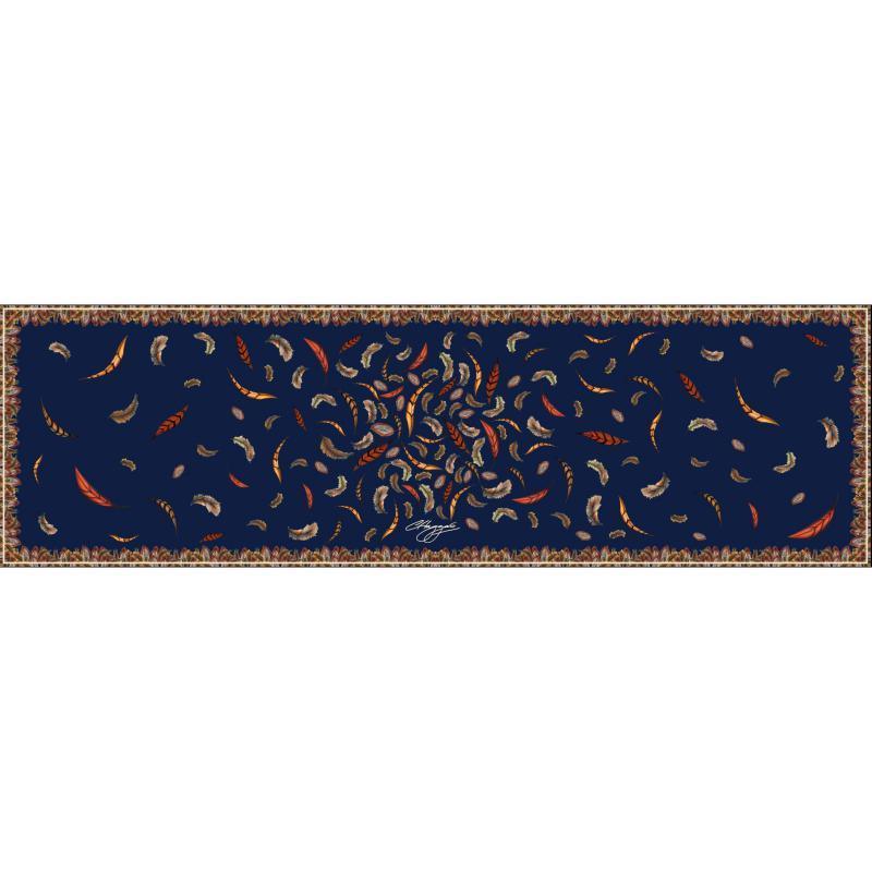 Clare Haggas Birds of a Feather Classic Twill Silk Scarf - Navy - William Powell