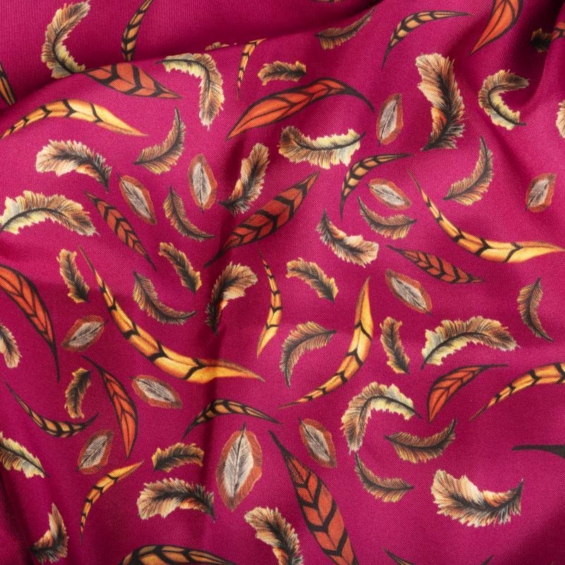 Clare Haggas Birds of a Feather Large Twill Silk Scarf - Mulberry - William Powell