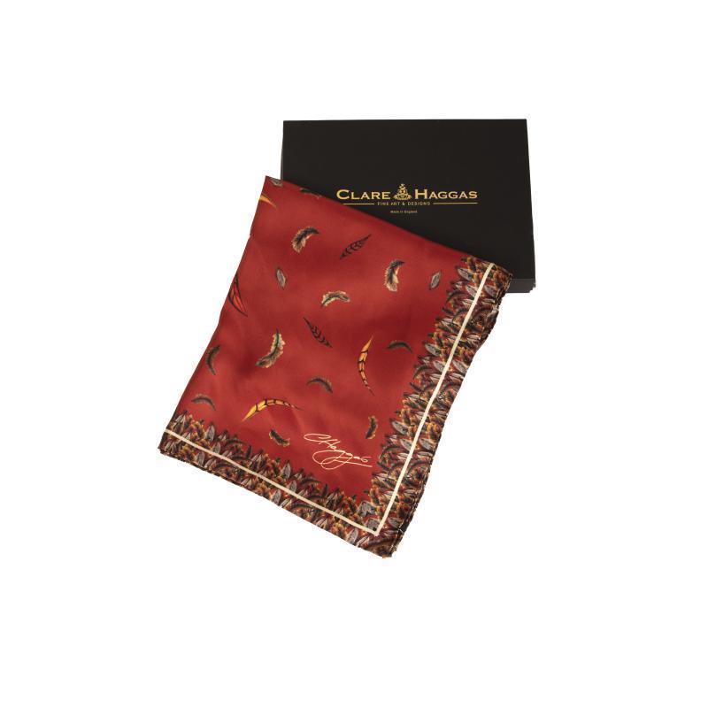 Clare Haggas Birds of a Feather Large Twill Silk Scarf - Russet - William Powell