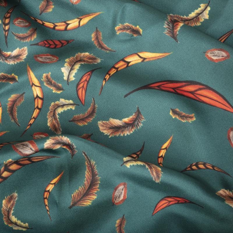 Clare Haggas Birds of a Feather Large Twill Silk Scarf - Teal - William Powell