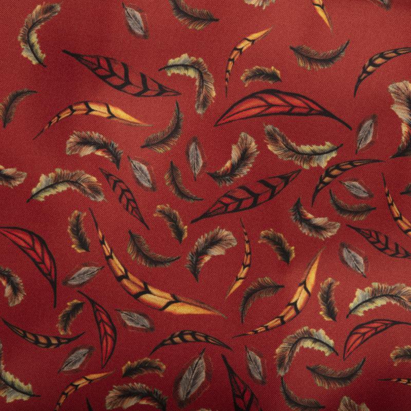 Clare Haggas Birds of a Feather Narrow Twill Silk Scarf - Russet - William Powell