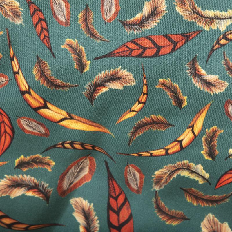 Clare Haggas Birds of a Feather Narrow Twill Silk Scarf - Teal - William Powell