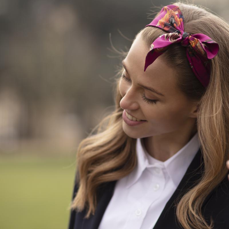 Clare Haggas George & Friends Silk Headband - Magenta - William Powell