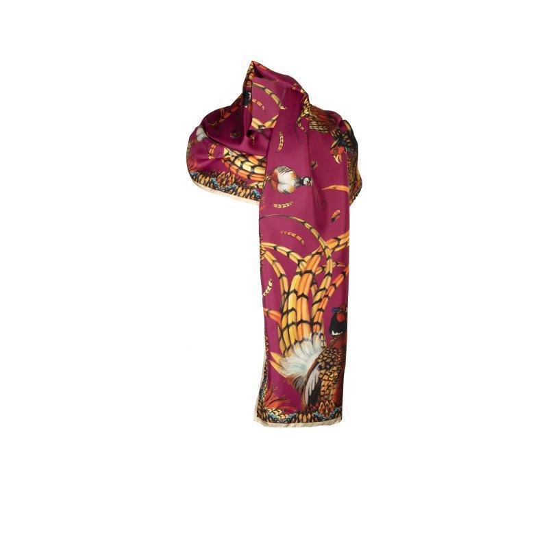 Clare Haggas Heads or Tails Large Twill Silk Scarf - Mulberry - William Powell