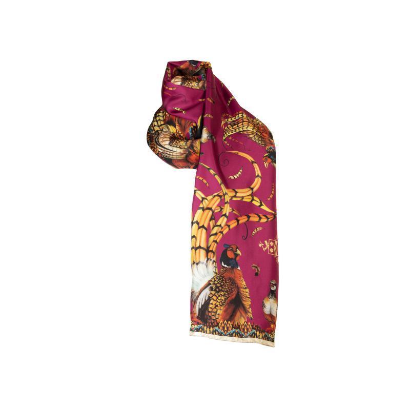 Clare Haggas Heads or Tails Narrow Twill Silk Scarf - Mulberry - William Powell