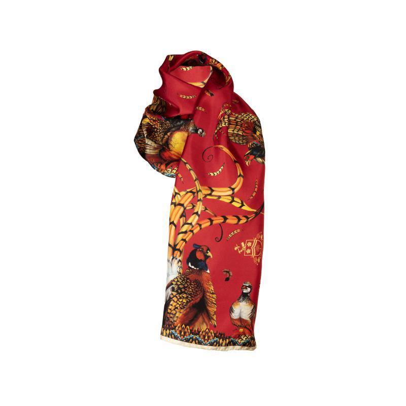 Clare Haggas Heads or Tails Narrow Twill Silk Scarf - Red - William Powell