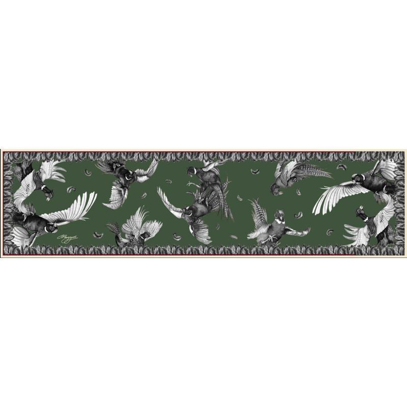 Clare Haggas Turf War Monochrome Classic Twill Silk Scarf - Khaki - William Powell