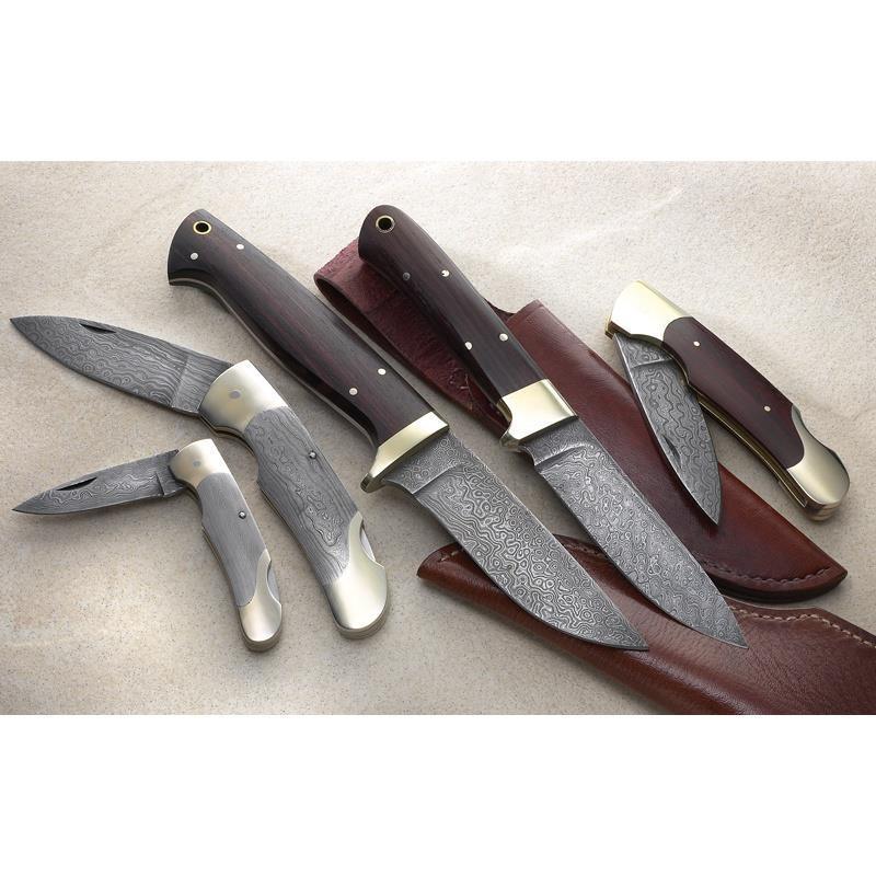 Damascus Rosewood Folding Pocket Knife - William Powell