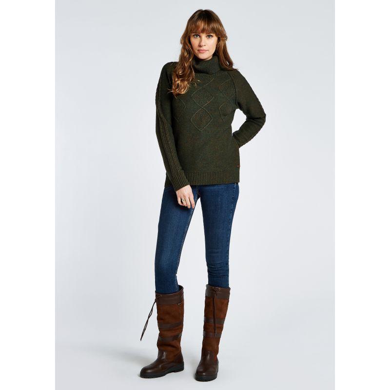 Dubarry Belleek Ladies Roll Neck Jumper - Olive - William Powell