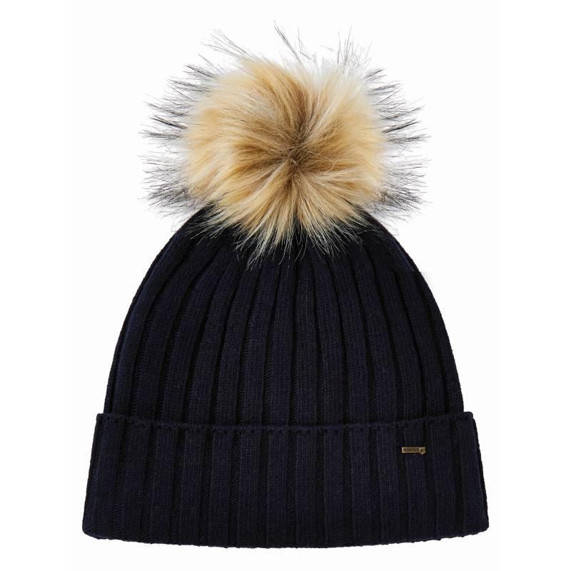 Dubarry Curlew Ladies Faux Fur Bobble Hat - Navy - William Powell