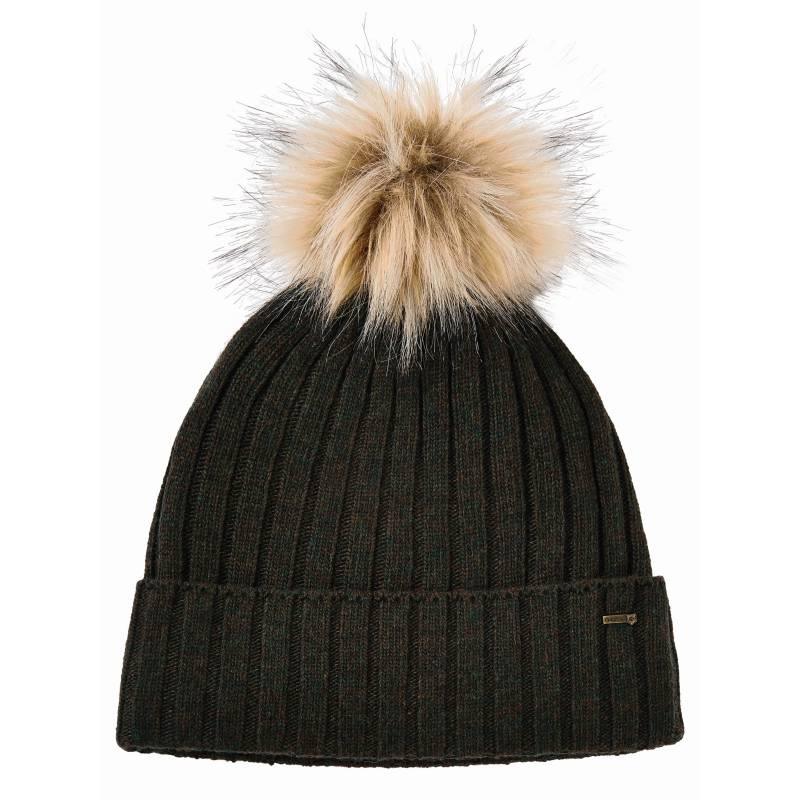 Dubarry Curlew Ladies Faux Fur Bobble Hat - Olive - William Powell