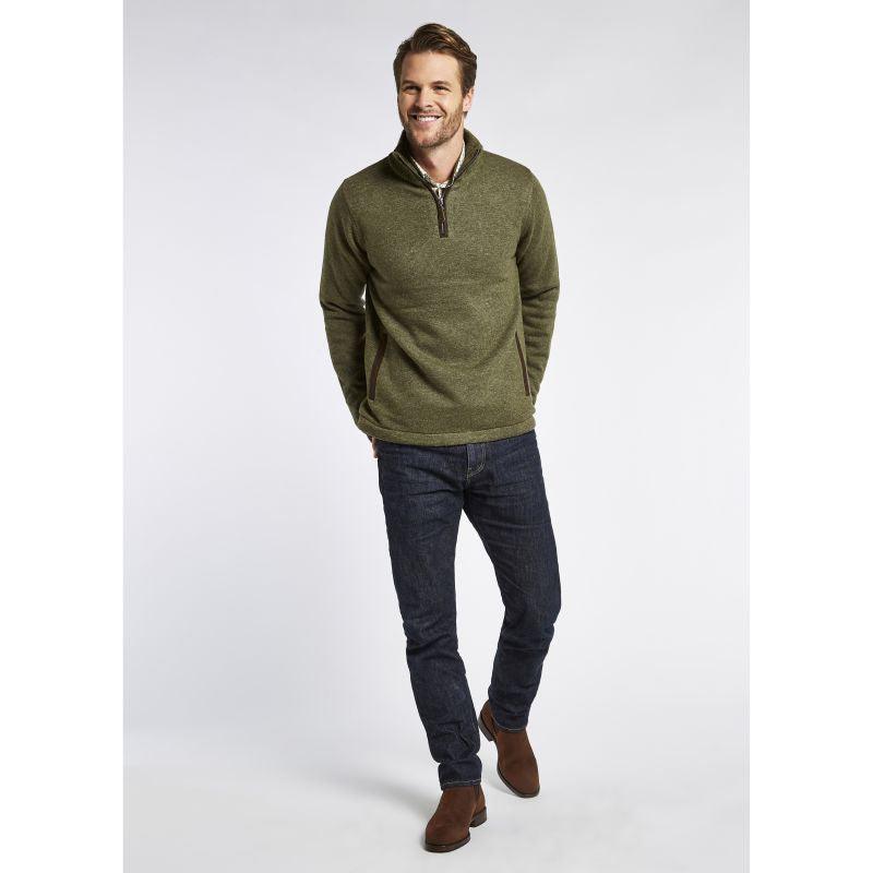 Dubarry Feeney Windproof Mens Zip Neck Jumper - Dusky Green - William Powell