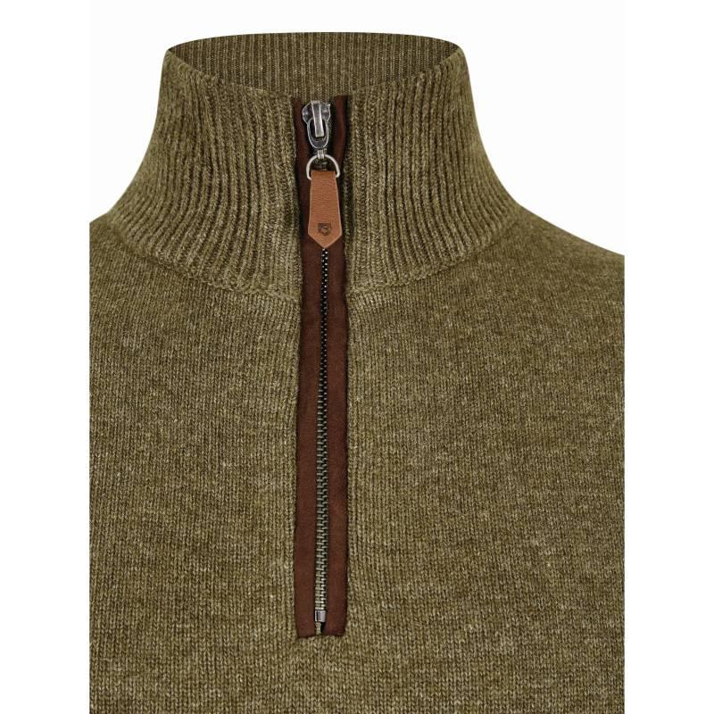 Dubarry Feeney Windproof Mens Zip Neck Jumper - Dusky Green - William Powell