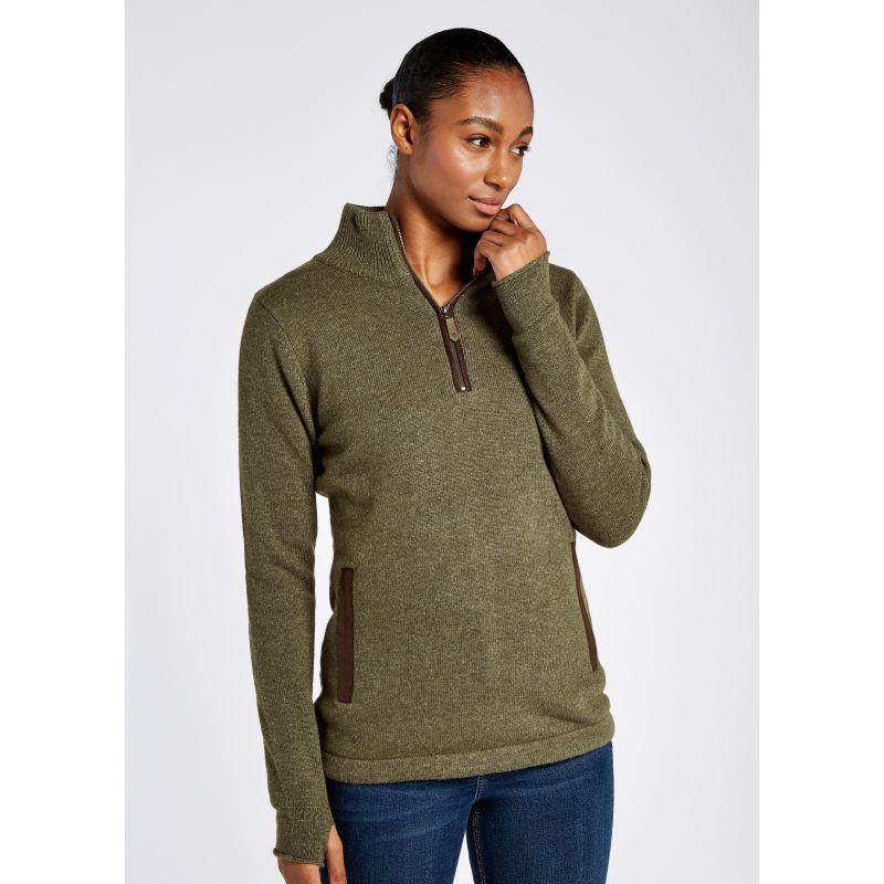 Dubarry Morrisey Windproof Ladies Zip Neck Jumper - Dusky Green - William Powell