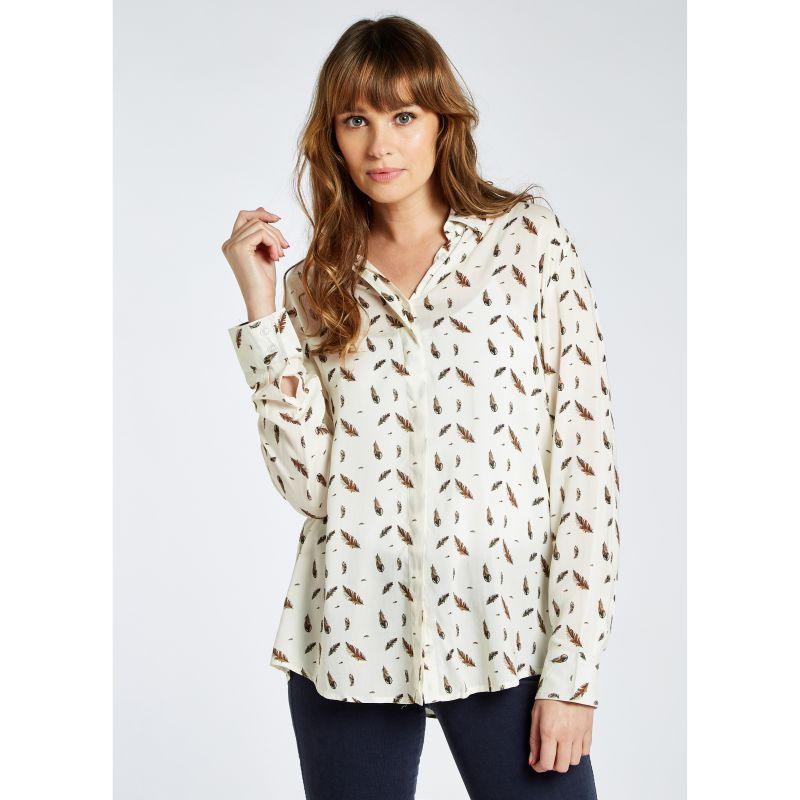 Dubarry Orchard Feather Print Ladies Viscose Shirt - Cream - William Powell