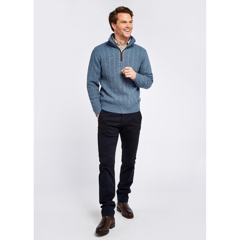 Dubarry Portnahinch Mens Zip Neck Jumper - Slate Blue - William Powell