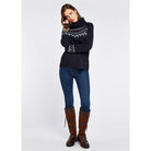 Dubarry Riverstown Ladies Fair Isle Polo Neck Jumper - Navy - William Powell