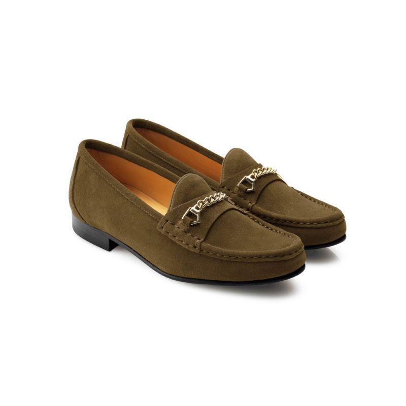 Fairfax & Favor Apsley Ladies Suede Loafer - Olive - William Powell