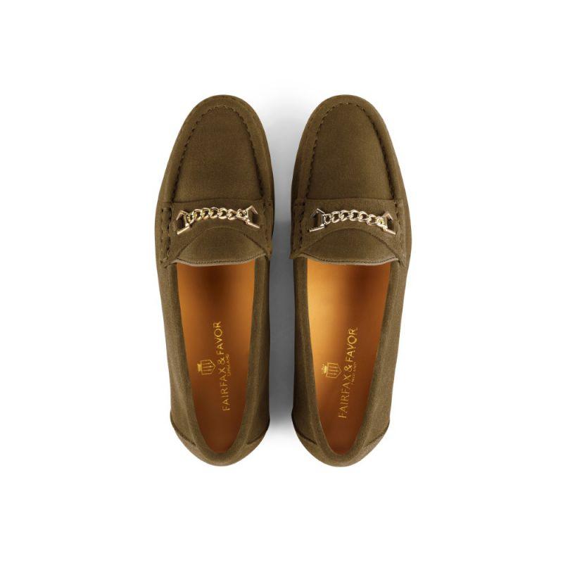 Fairfax & Favor Apsley Ladies Suede Loafer - Olive - William Powell