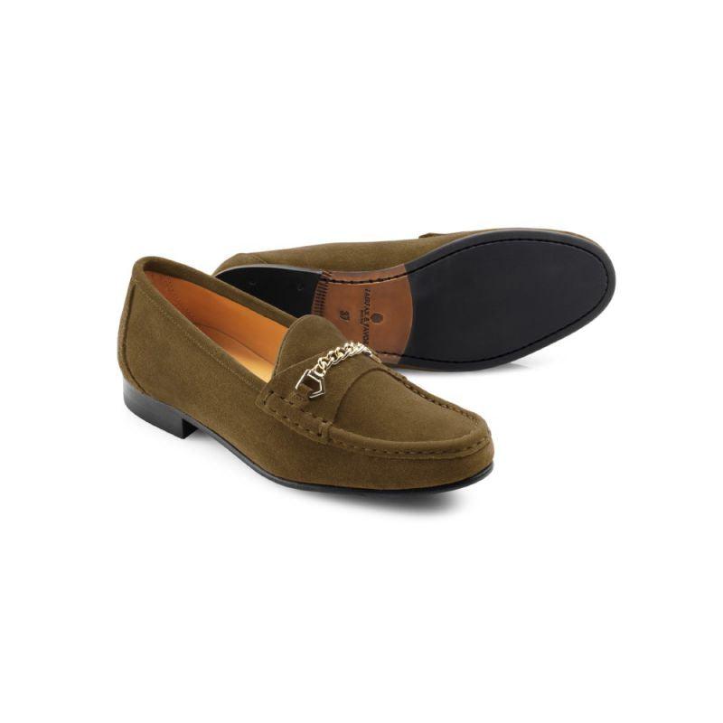 Fairfax & Favor Apsley Ladies Suede Loafer - Olive - William Powell