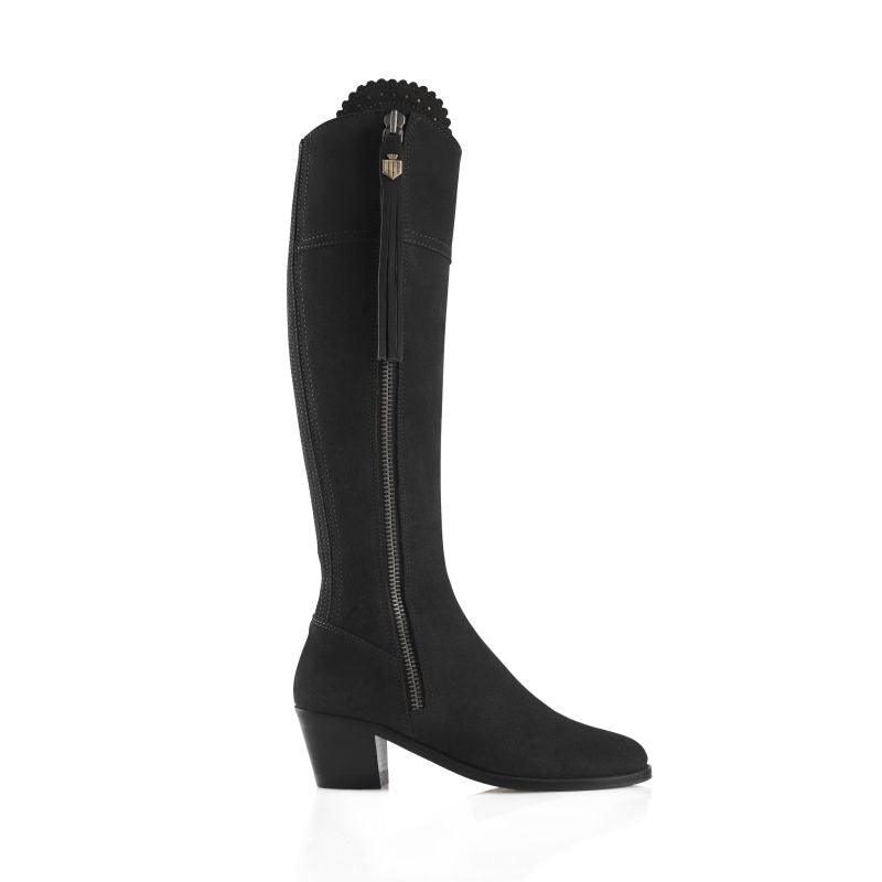 Fairfax & Favor Heeled Regina Ladies Suede Boot - Black - William Powell