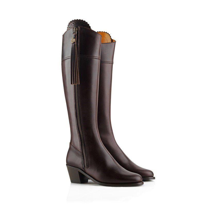 Fairfax & Favor Heeled Regina Leather Boots - Mahogany - William Powell