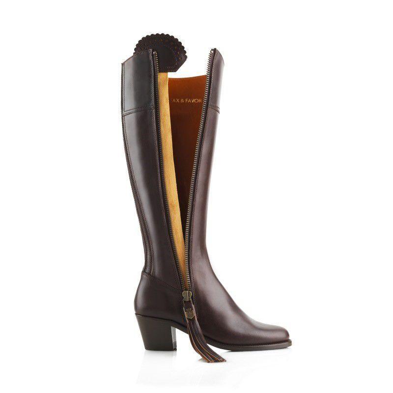 Fairfax & Favor Heeled Regina Leather Boots - Mahogany - William Powell