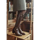 Fairfax & Favor Heeled Regina Leather Boots - Mahogany - William Powell