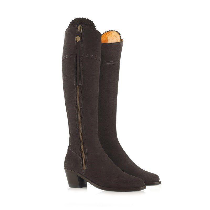 Fairfax & Favor Heeled Regina Suede Boots - Chocolate - William Powell