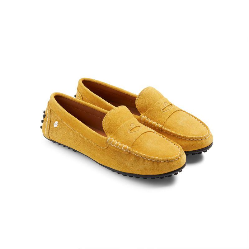 Fairfax & Favor Hemsby Ladies Suede Driving Shoe - Mango - William Powell
