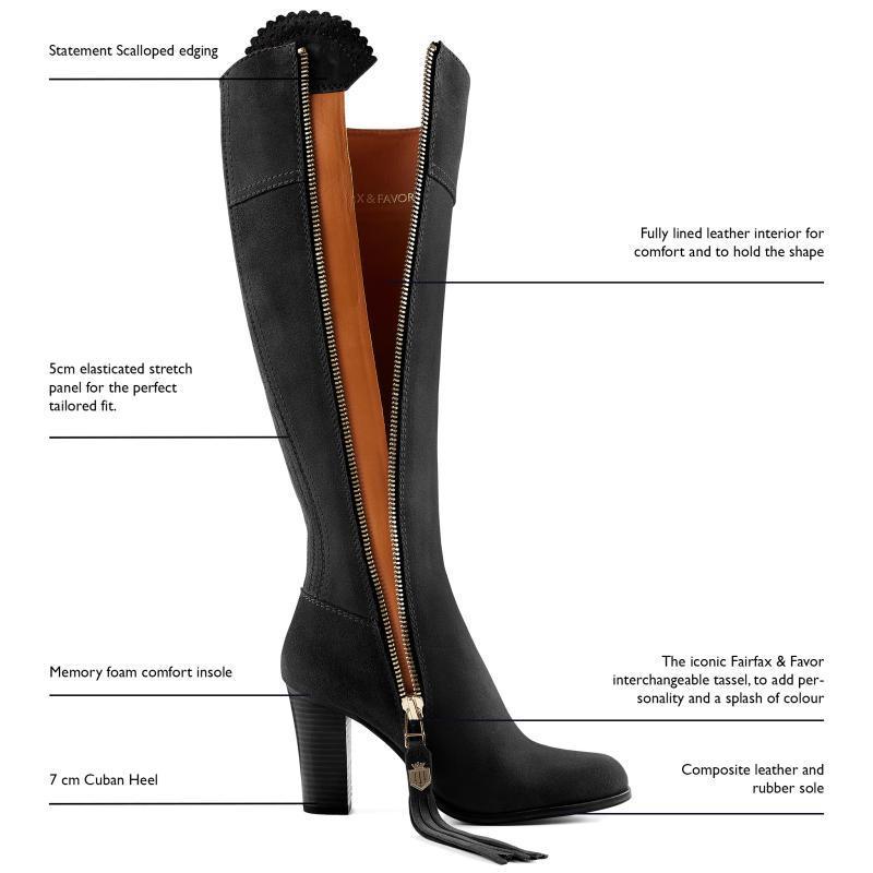Fairfax & Favor High Heeled Regina Ladies Boot - Black - William Powell
